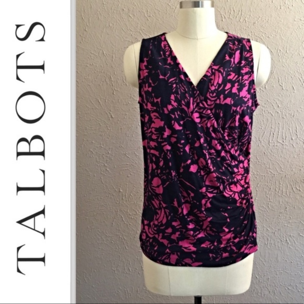 TALBOTS Sleeveless Faux Wrap Sleeveless Top